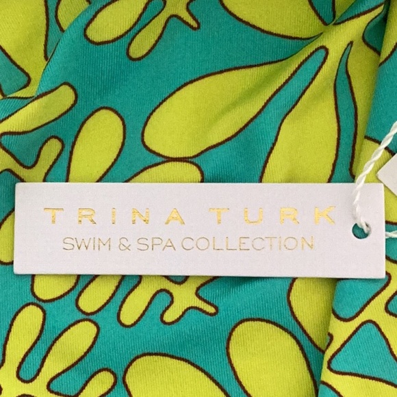 TRINA TURK NWT WOMENS TRELLIS ONE PIECE SWIM SUIT LIME GREEN TWIST FRONT SIZE 10 - Picture 6 of 8